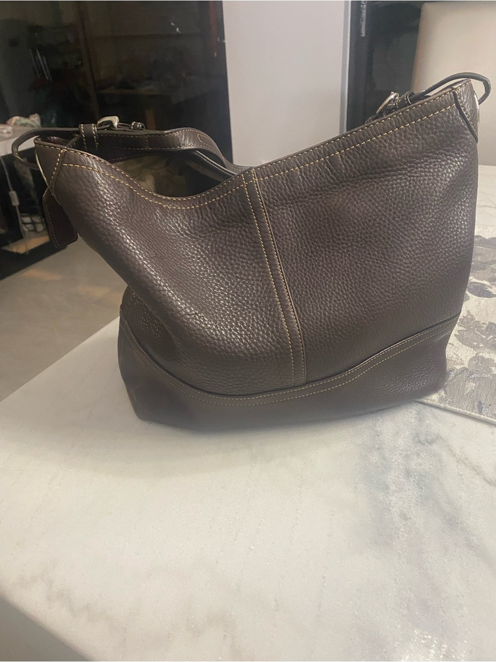 Coach Dark Brown Pebbled Leather Hobo Bag Vintage - Picture 4 of 10